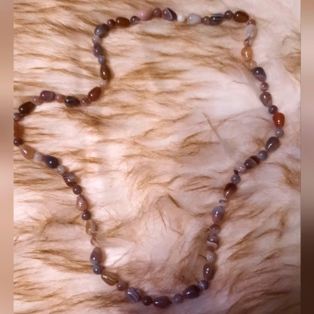 26 inch Botswana Agate hand-knotted necklace